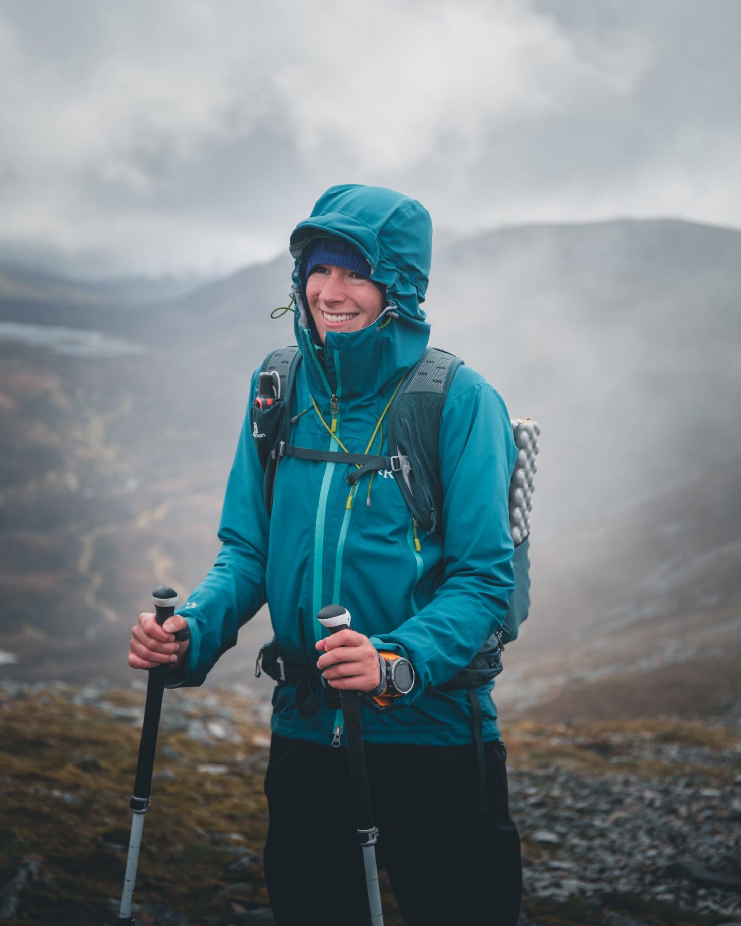 Image of adventurer Nic hiking in the snow, image taken by Edward Fitzpatrick.